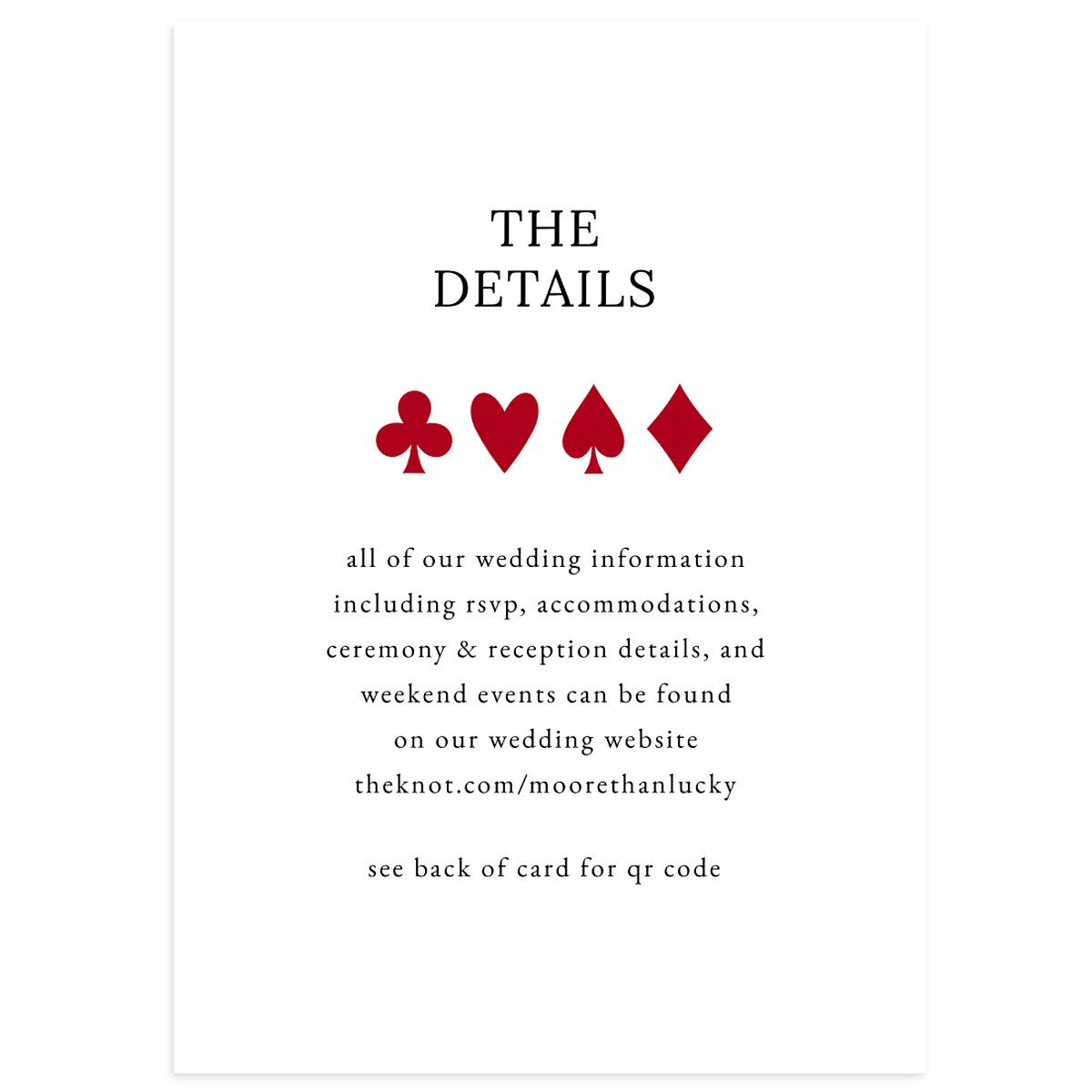 Las Vegas Playing Card Wedding Enclosure Cards