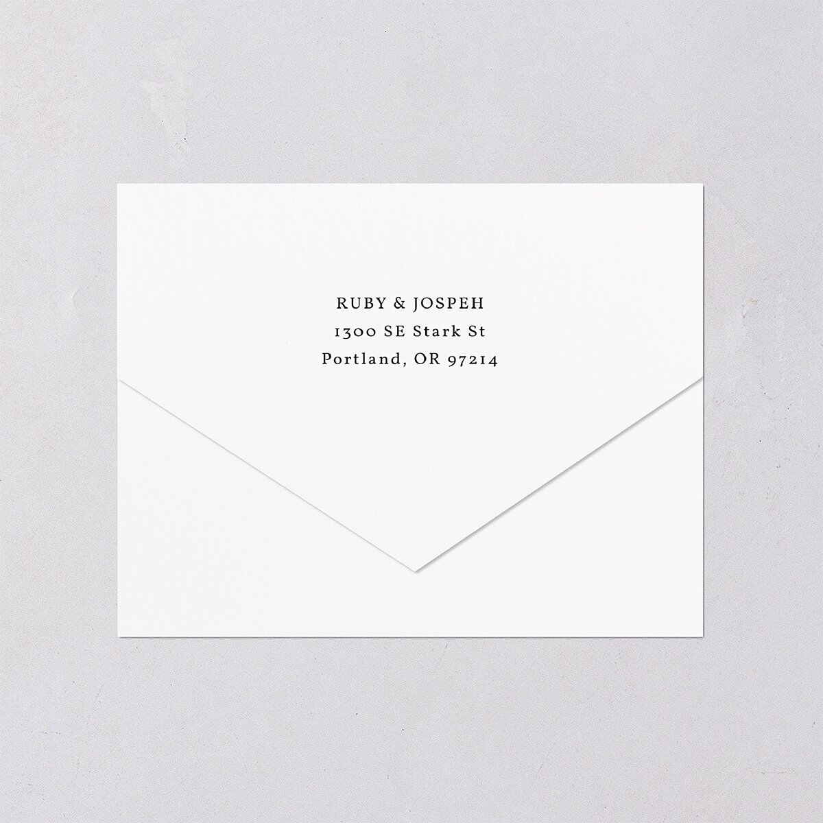 Minimalist Gothic Photo All-in-One Wedding Invitations Ivory Signature Light Both Recipient and Return Addresses No