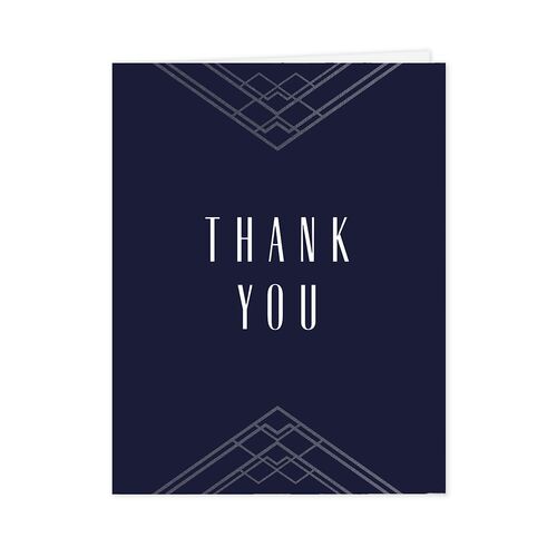 Diamond Deco Thank You Cards Silver Navy