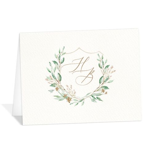 Watercolor Crest Thank You Cards Mocha