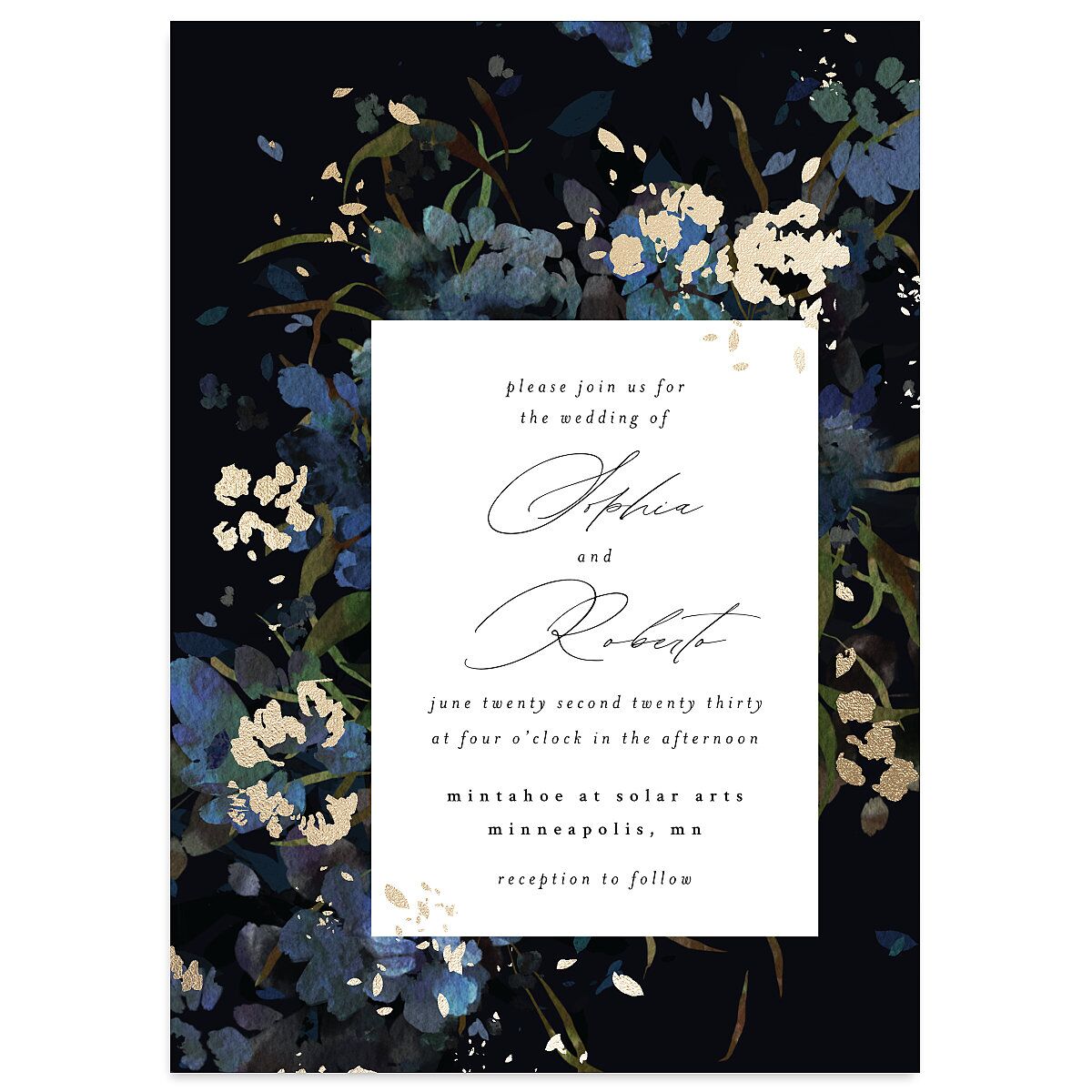 Midnight Floral Wedding Invitations