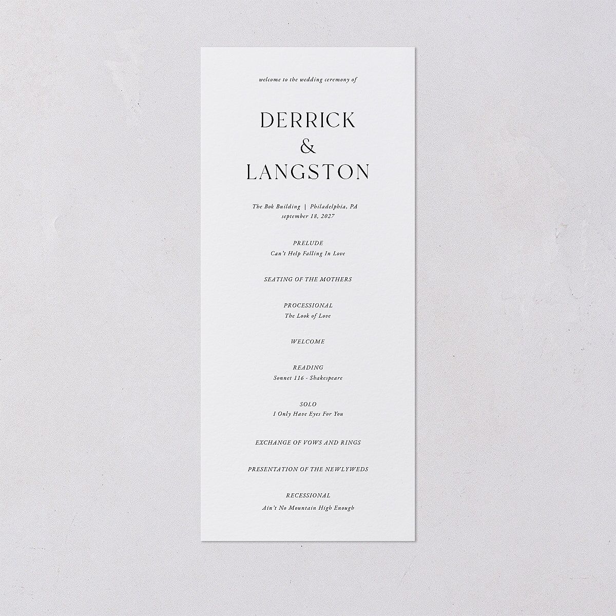 Manhattan Wedding Programs Pure White Signature