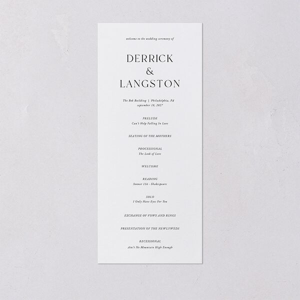 Manhattan Wedding Programs Pure White Signature