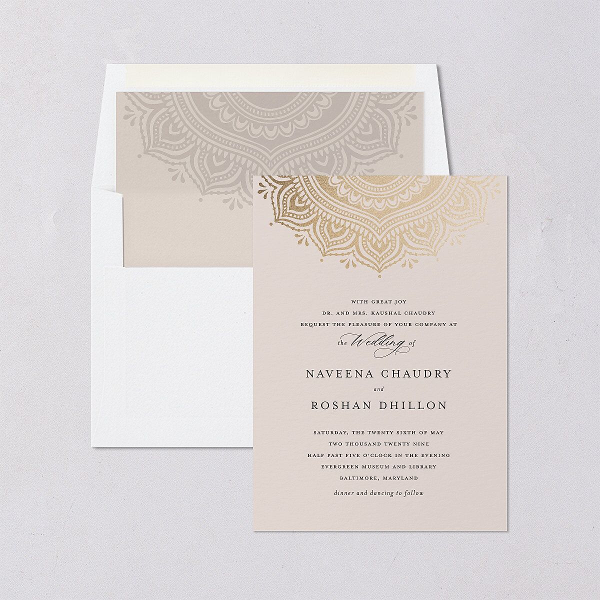 Indian Gilded Adornment Standard Envelope Liners Sand Standard