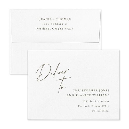 Gilded Corner Save the Date Petite Card Envelopes White Pure White Both Recipient and Return Addresses Signature Standard