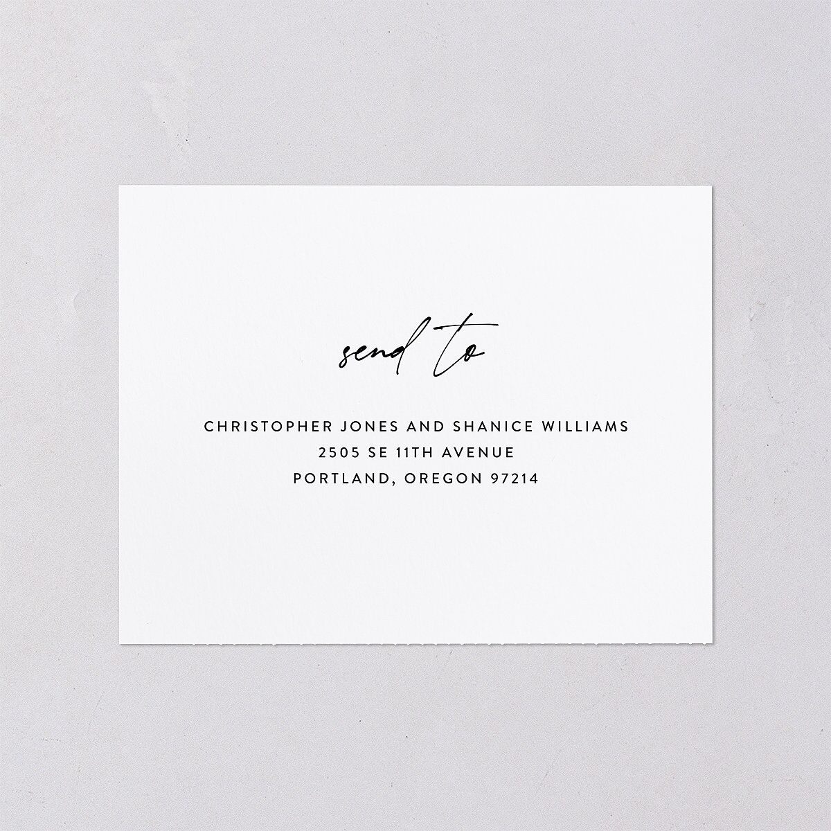 Modern Gallery All-in-One Wedding Invitations Pure White Signature Light Both Recipient and Return Addresses No