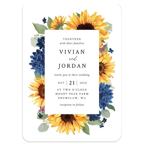 Classic Countryside Sunflowers Wedding Invitations Maritime Signature Blank No Rounded