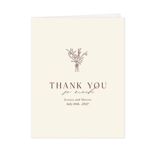 Simple Boho Flowers Thank You Cards Raspberry