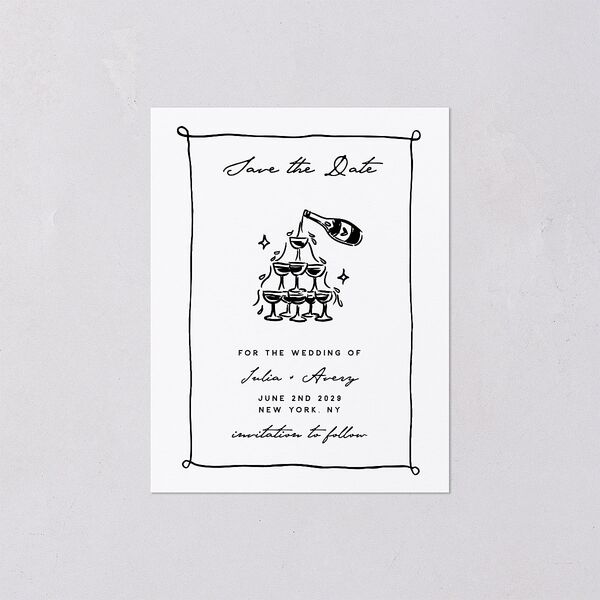 Hand Drawn Cake Save the Date Petite Cards Pure White Signature smooth Blank No Standard