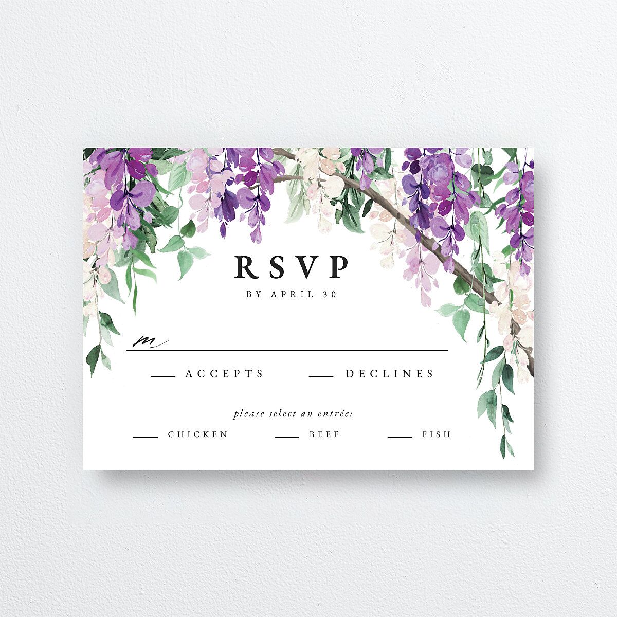 Romantic Wisteria Wedding Response Cards — view 1