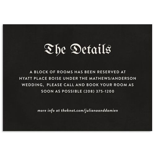Moody Gothic Rose Wedding Event Detail Cards Midnight Signature Standard