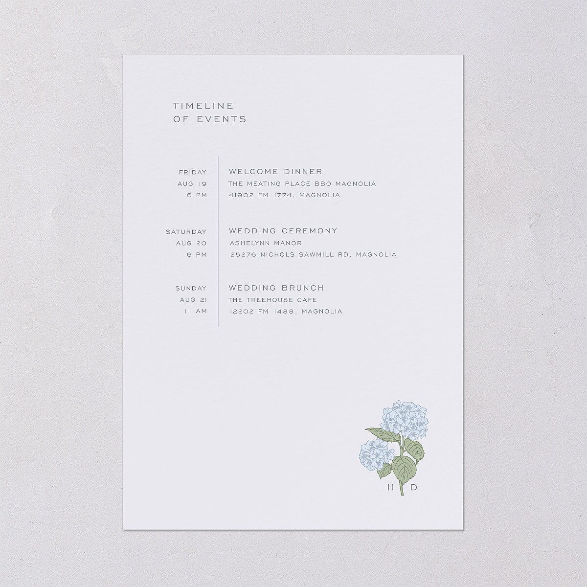 Vintage Hydrangea Frame Wedding Invitations Dusty Blue Signature Blank No Standard