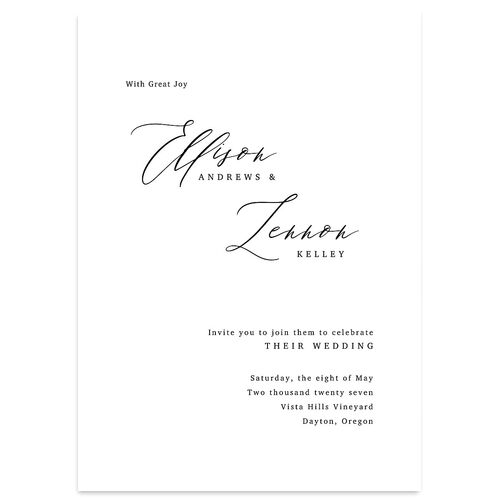 Minimal Calligraphy Wedding Invitations Midnight Signature Blank No Standard