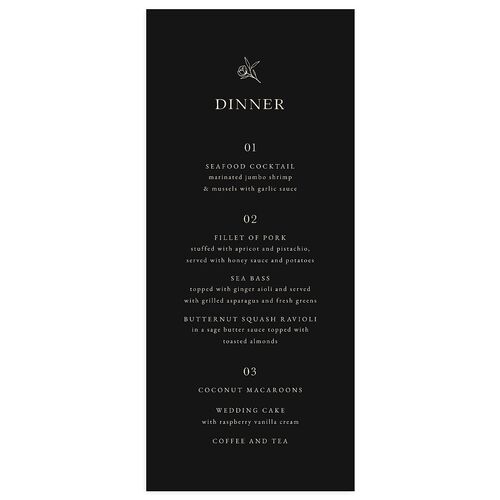 Simple Rustic Wreath Menus Midnight Signature