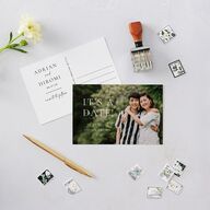 Layered Watercolor Save The Date Postcards Navy Postcard