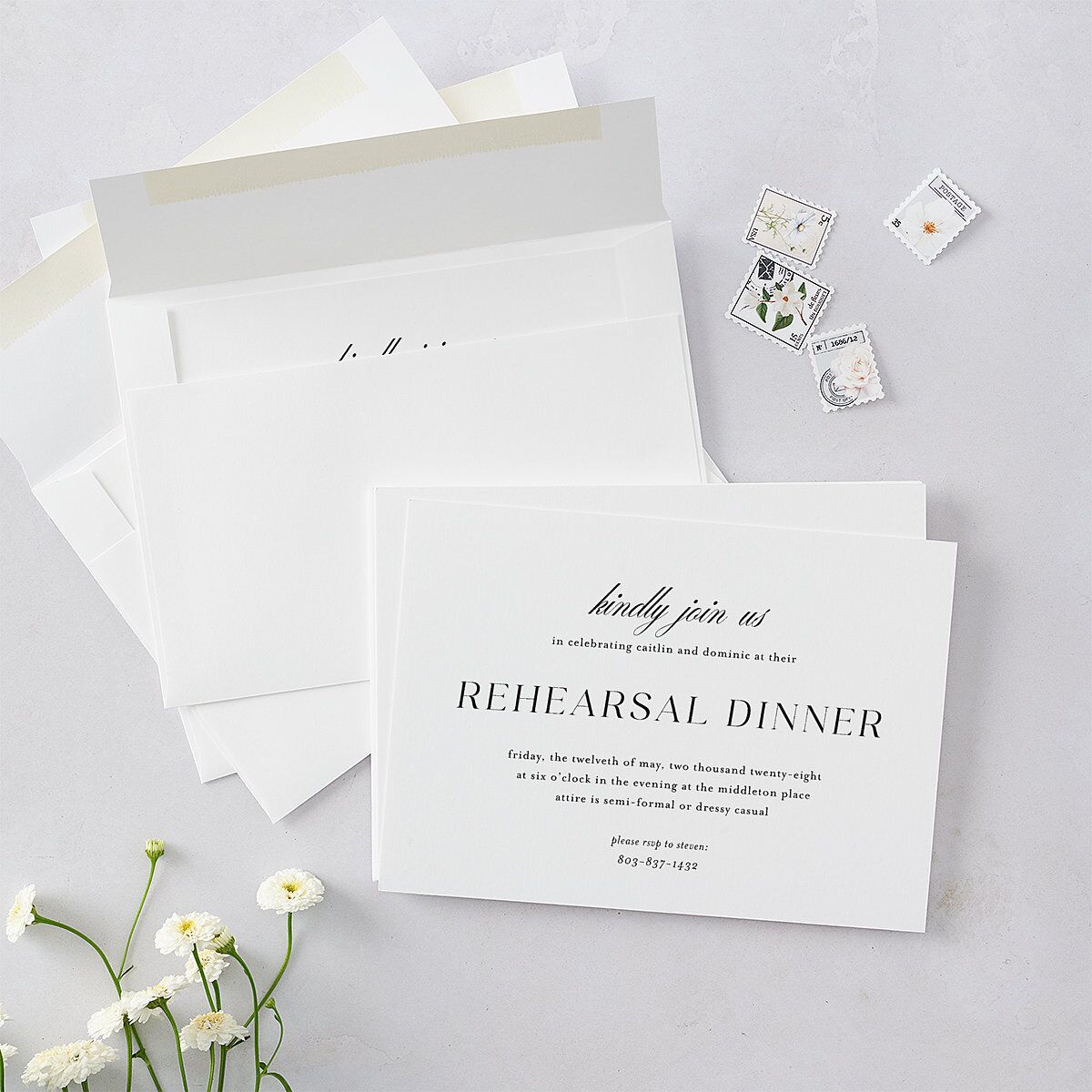 Classic Flourish Rehearsal Dinner Invitations — view 5