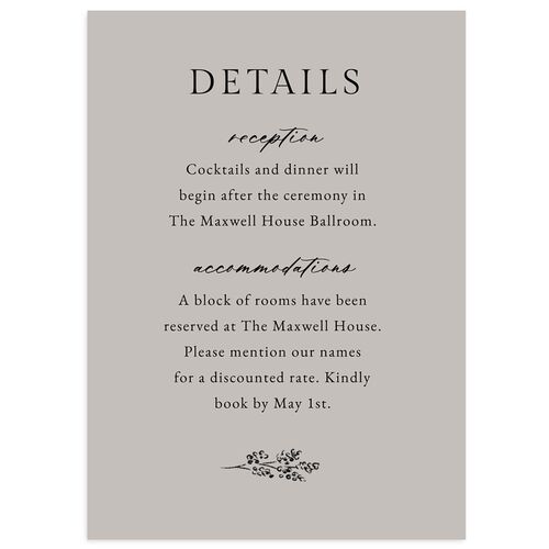 Vintage Botanical Sketch Wedding Event Detail Cards Midnight Signature Standard