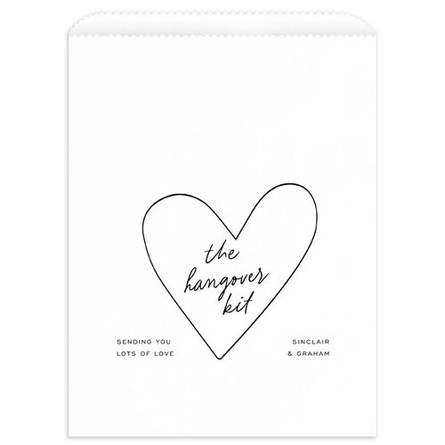 Sunny Day Modern Script Wedding Day Paper Favor Bags White Pure White Wax-Lined Food Safe Paper