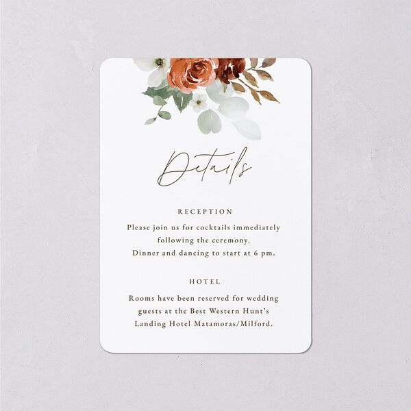 Eucalyptus Bouquet Wedding Event Detail Cards Terracotta Signature Rounded