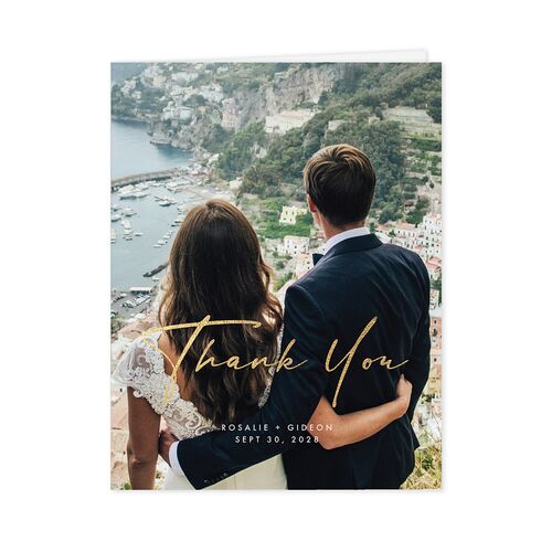 Refined Frame Thank You Cards Gold Charcoal