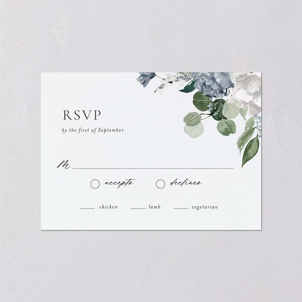 Timeless Bouquet Wedding Response Cards Dusty Blue Signature Standard