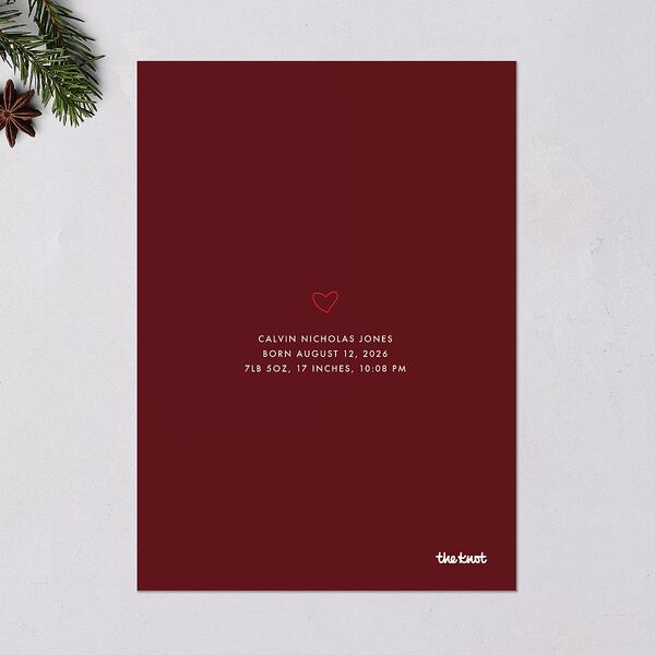 Our Greatest Gift Wavy Bow Frame Holiday Cards Jewel Red Signature Blank Standard Portrait
