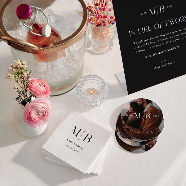 Monogram Portrait Favor Bended Tabletop Sign X-small Midnight Standard Plastic XS Tabletop Favor
