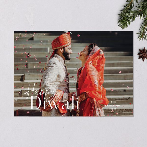 Happy Diwali Holiday Cards Raspberry Signature Blank Landscape Standard