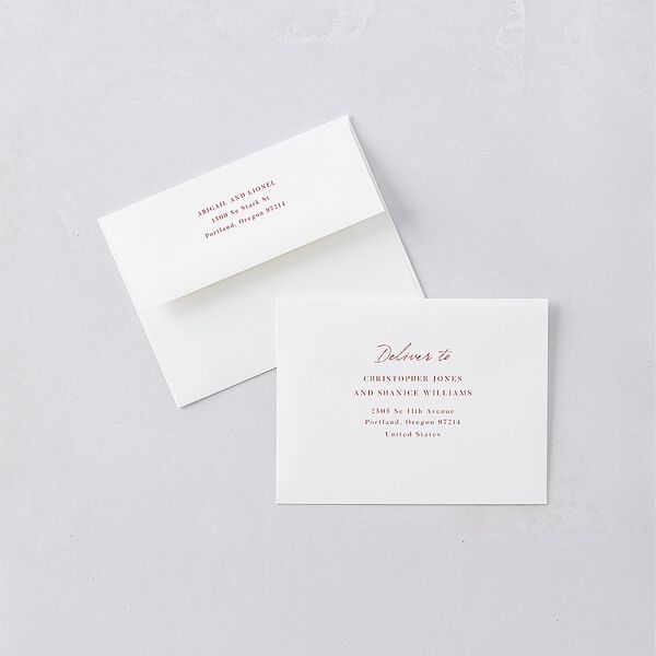 Simple Ballpoint Save the Date Magnet Envelopes White Rust Both Recipient and Return Addresses Signature Standard