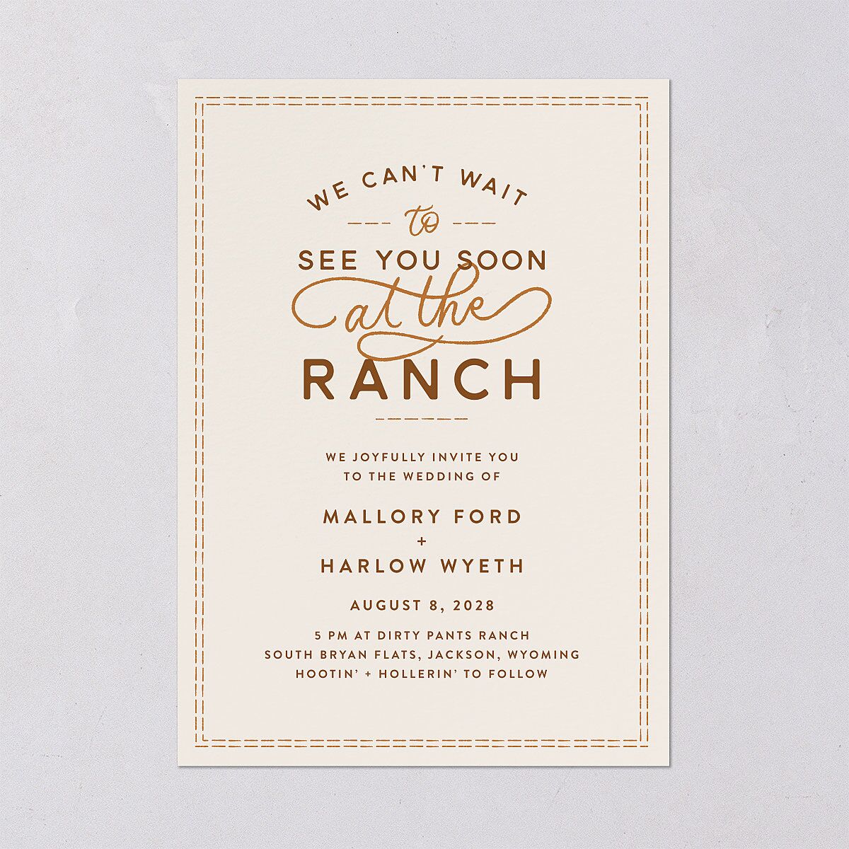 Western Denim Wedding Invitations Champagne Signature Blank No Standard