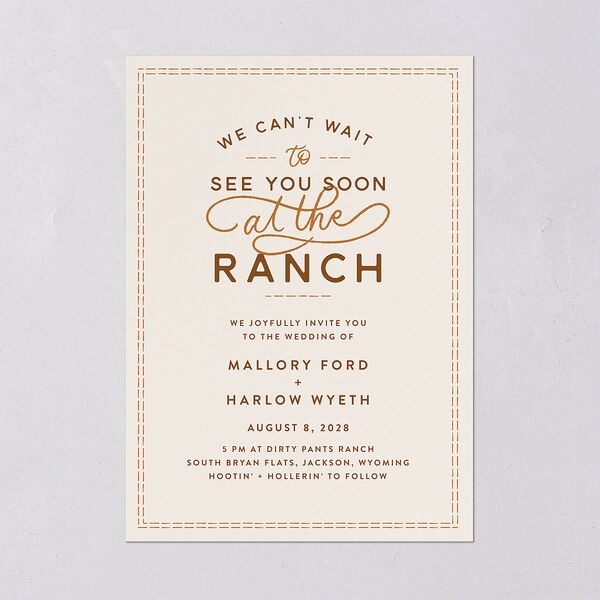 Western Denim Wedding Invitations Champagne Signature Blank No Standard