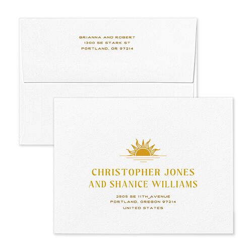 Beach Party Thank You Card Envelopes White Sand Both Recipient and Return Addresses Signature Standard