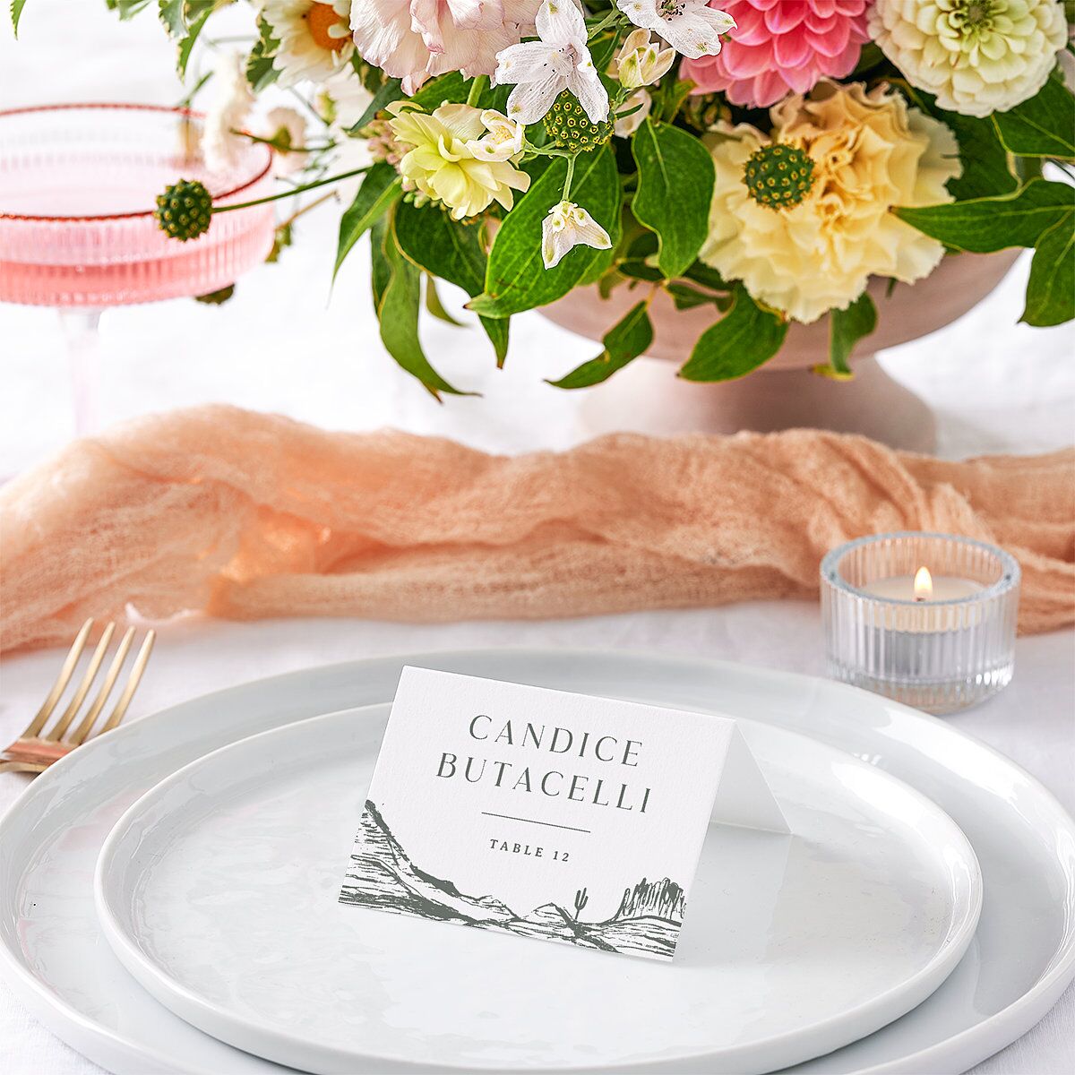 Western Cactus Place Cards Eucalyptus Signature