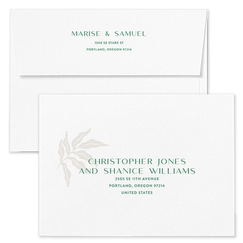 Impressionist Paradise Wedding Invitation Envelopes Blue Rose Gold Return Address Standard Signature