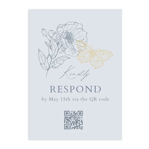 Butterfly Botanical QR Code RSVP Cards Dusty Blue Signature Standard