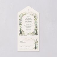 Elegant Mountain Border All-in-One Wedding Invitations Meadow Signature Light Both Recipient and Return Addresses No