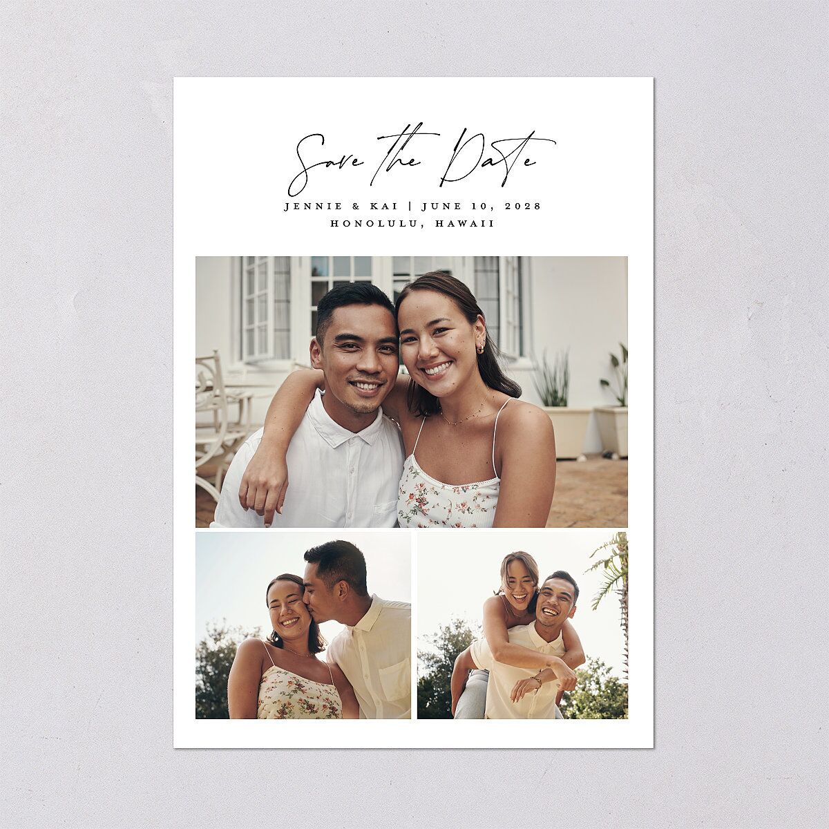 Simple Pampas Digital Save the Date Cards Pure White Dusty Blue Lets Celebrate Standard