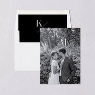 Monogram Slant Save the Date Cards Licorice Signature smooth Blank No Standard