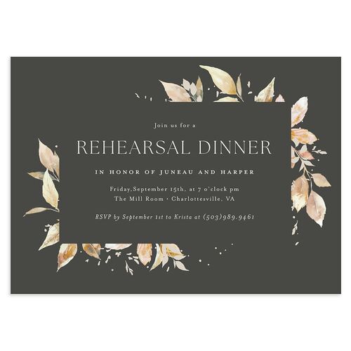 Autumn Frame Rehearsal Dinner Invitations Charcoal Signature Blank Standard