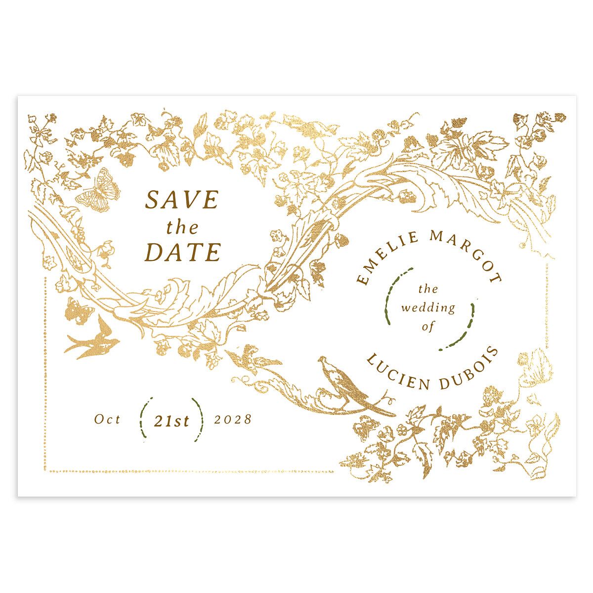 Vintage Toile Foil Save the Date Cards