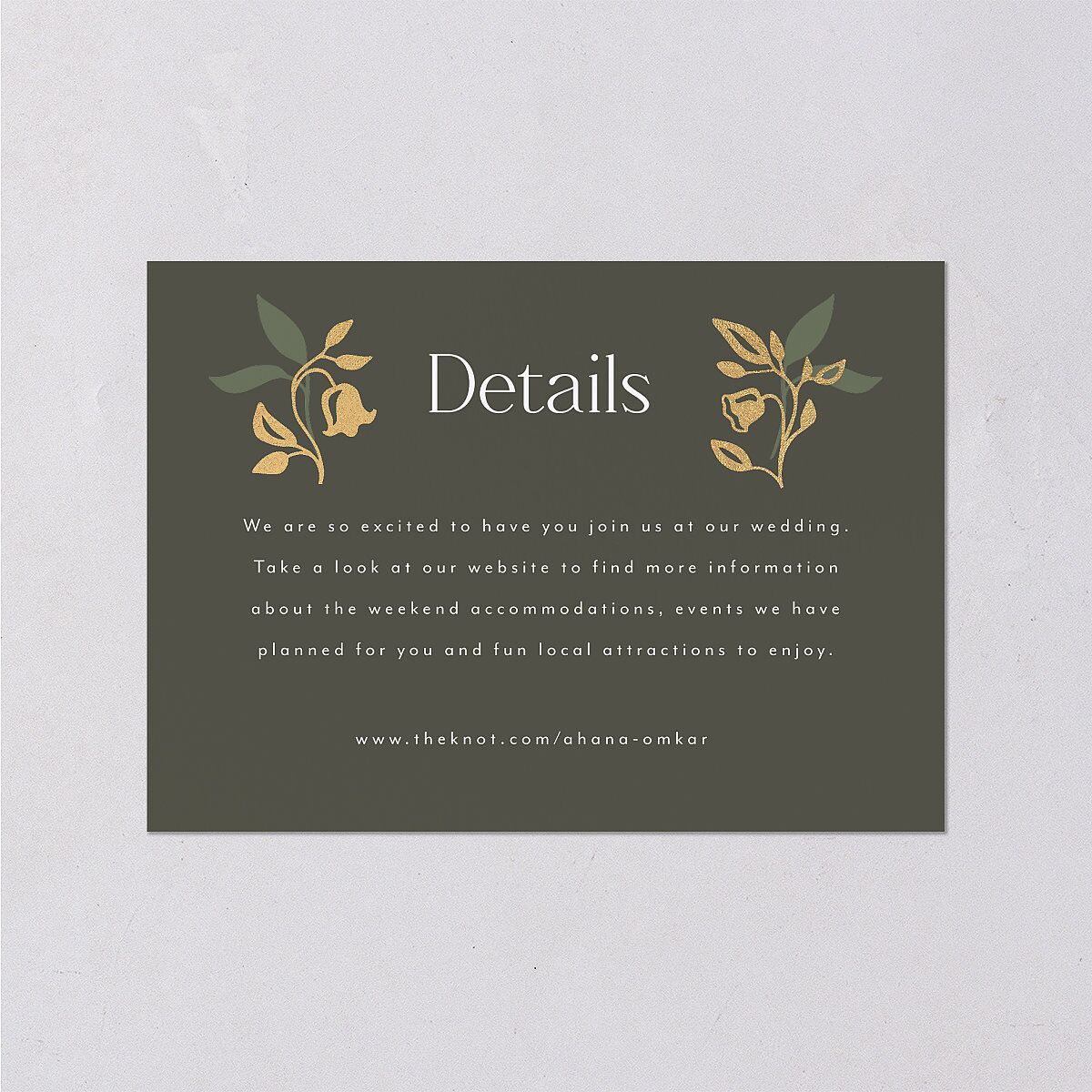 Rustic Nouveau Wedding Enclosure Cards Gold Hunter Green Signature