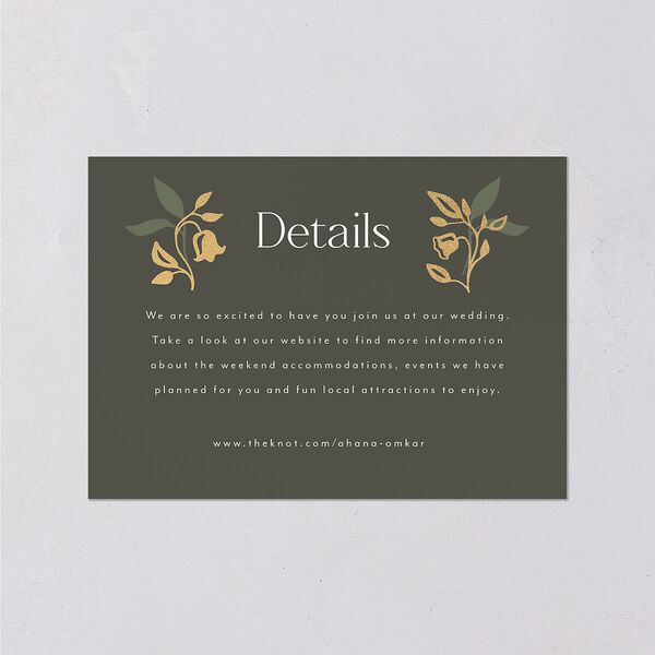 Rustic Nouveau Wedding Enclosure Cards Gold Hunter Green Signature