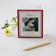 Classic Border First Married Christmas Thank You Cards Ruby