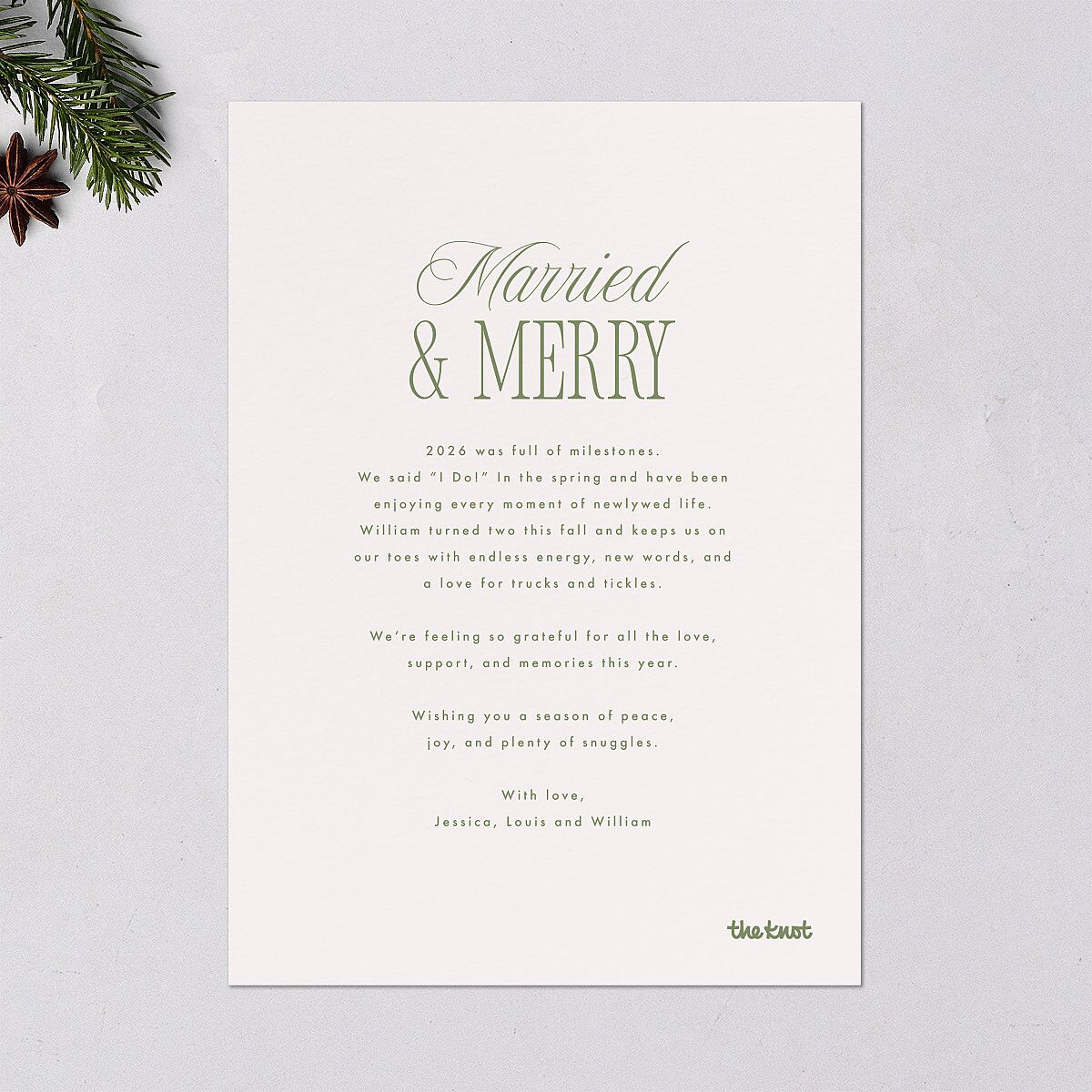 Hollywood Holiday Foil Holiday Cards Gold Greenery Signature Blank Standard Portrait