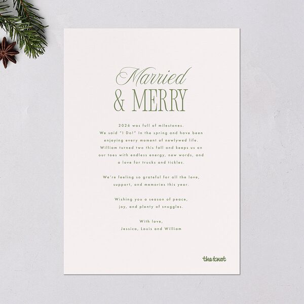 Hollywood Holiday Foil Holiday Cards Gold Greenery Signature Blank Standard Portrait