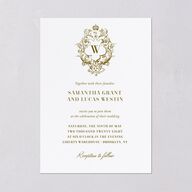 Ornate Vintage Crest Wedding Invitations Umber Signature Blank No Standard