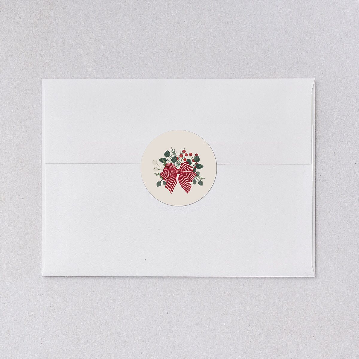 Rustic Holiday Foliage with Bow Holiday Stickers Hunter Green Circle