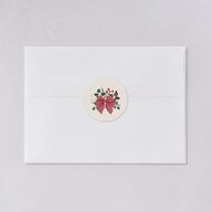 Rustic Holiday Foliage with Bow Holiday Stickers Hunter Green Circle