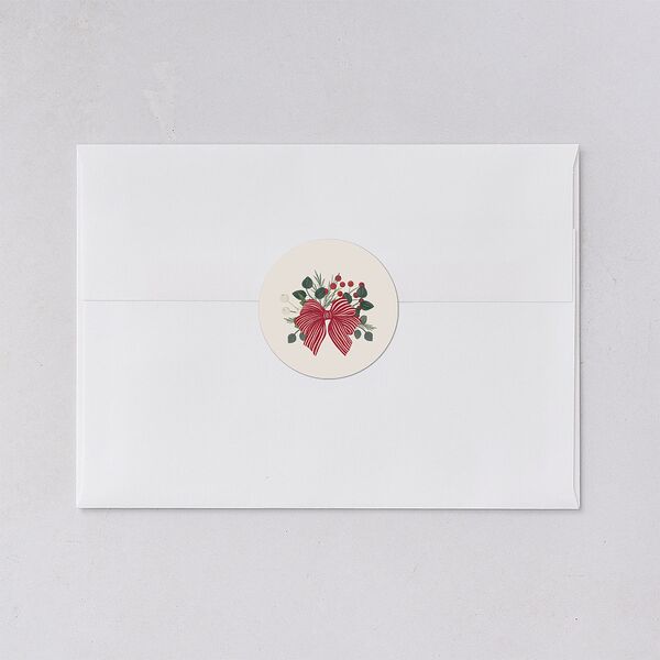Rustic Holiday Foliage with Bow Holiday Stickers Hunter Green Circle
