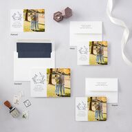 Natural Monogram Save The Date Postcards Midnight Navy